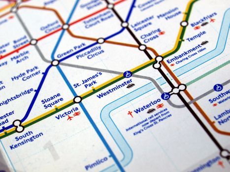 Tube map of the London Underground subway metro network