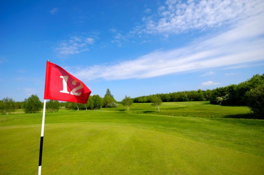 Flag on a golf course.