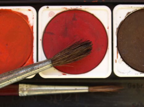 Painting tools colour palette and brushes