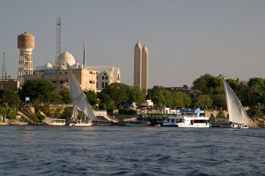 We take a closer look at life on Nile River on MAY 27, 2008, while having a felucca sailboat ride from Aswan to Elephantine Island and to a nubian village.