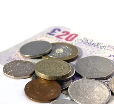 British Pounds banknotes and coins