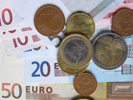 Euro banknotes and coins