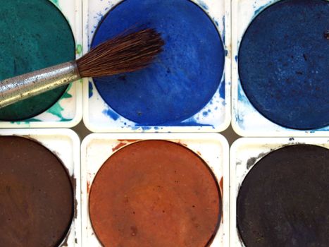 Painting tools colour palette and brushes