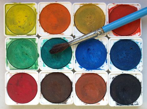 Painting tools colour palette and brushes