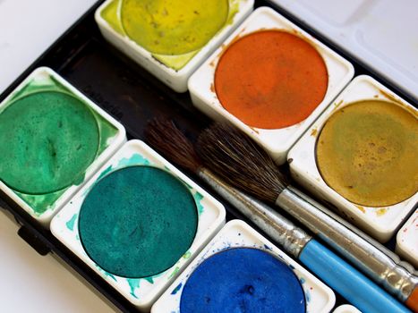 Painting tools colour palette and brushes