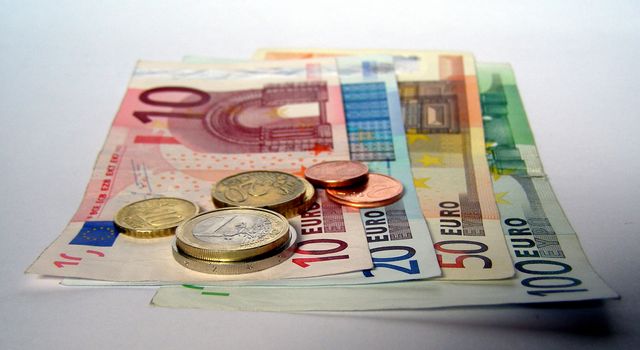 Euro banknotes and coins