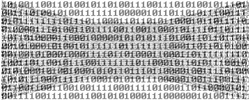 Digital room with binary numbers 0 and 1