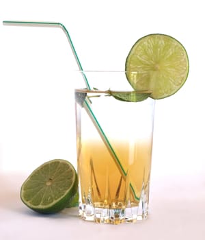 Cocktail mixed alcoholic drink with lime and peppermint