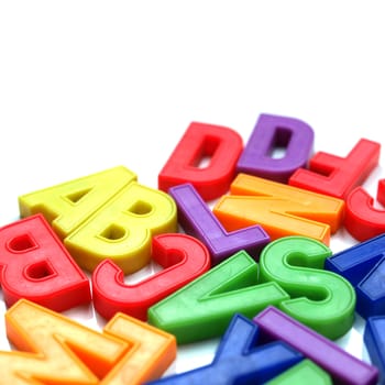 English alphabet letters in plastic toy characters