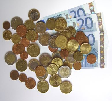 Euro banknotes and coins