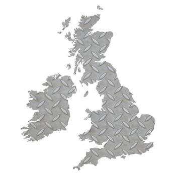 UK and Ireland map with diamond steel background