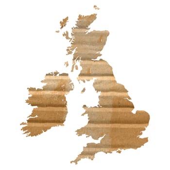 UK and Ireland map with corrugated cardboard background