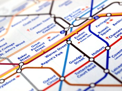 Tube map of the London Underground subway metro network