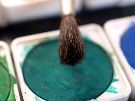 Painting tools colour palette and brushes
