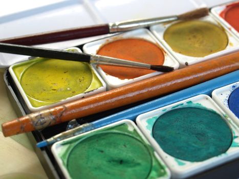 Painting tools colour palette and brushes