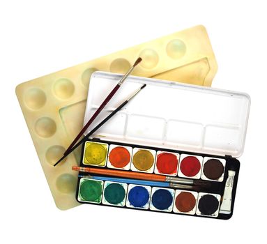 Painting tools colour palette and brushes
