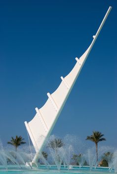 Huge fountain with a maritime motive statue