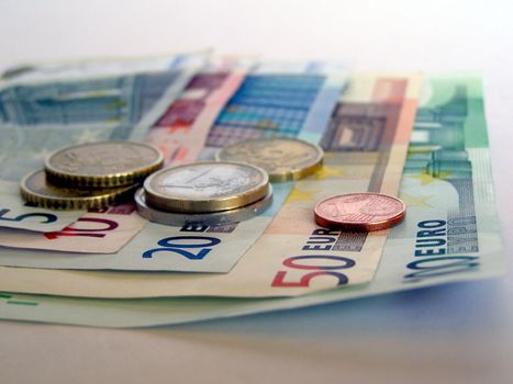 Euro banknotes and coins