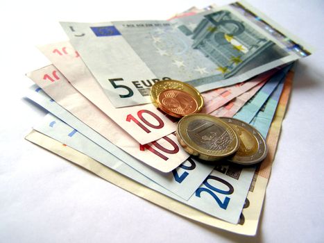 Euro banknotes and coins