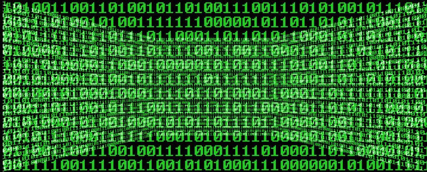 Digital room with binary numbers 0 and 1