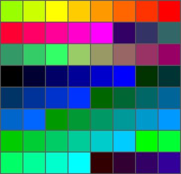 Colour palette with a range of colors