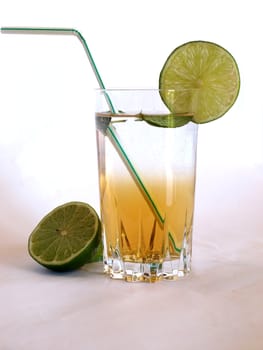 Cocktail mixed alcoholic drink with lime and peppermint