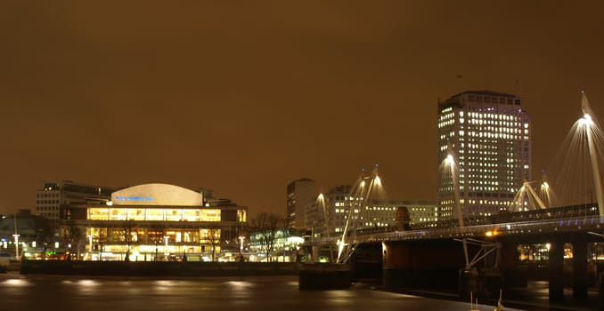 Night view of London South Bank with Royal Festival Hall
