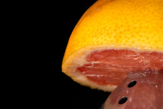 Fresh grapefruit about to be juiced for breakfast