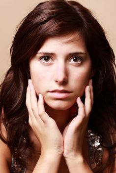 portrait of a young pretty caucasian woman.