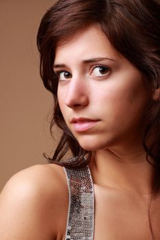 portrait of a young pretty caucasian woman.