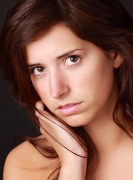 portrait of a young pretty caucasian woman.