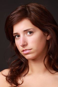 portrait of a young pretty caucasian woman.