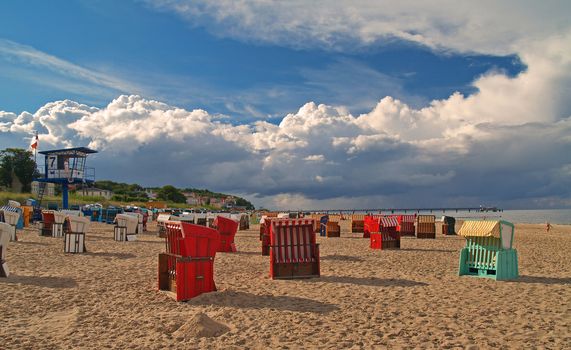 Beach with Beach Chairs, Usedom, Germany
