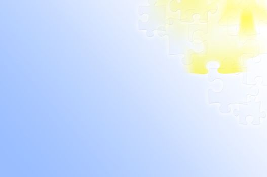 The abstract light blue - yellow puzzle background