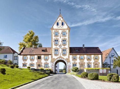 An image of a beautiful painted building in "Rot an der Rot"