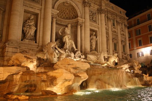 View of the famous Trevi Fountain in Rome, Italy