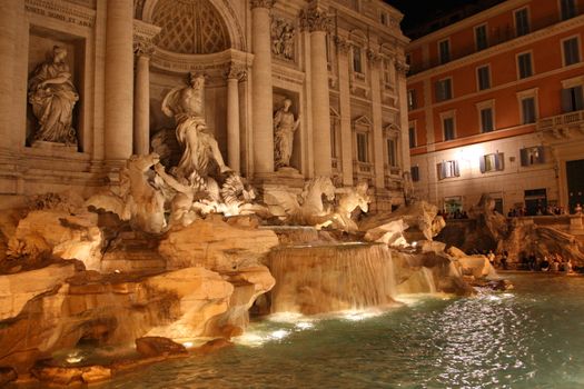 View of the famous Trevi Fountain in Rome, Italy