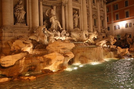 View of the famous Trevi Fountain in Rome, Italy