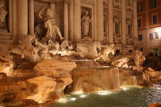 View of the famous Trevi Fountain in Rome, Italy