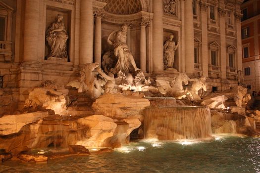 View of the famous Trevi Fountain in Rome, Italy