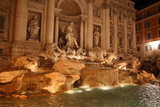 View of the famous Trevi Fountain in Rome, Italy