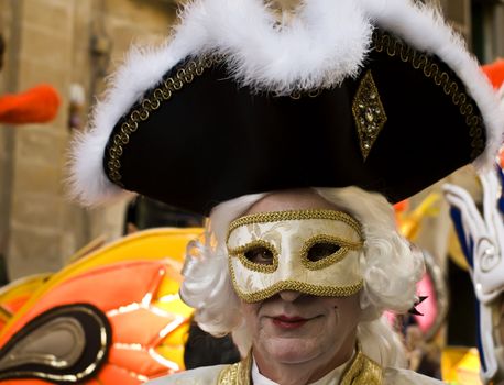 VALLETTA, MALTA - Feb 21st 2009 - People wearing beautiful Venetian style masks and costumes at the International Carnival of Malta 2009