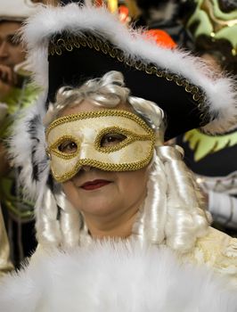 VALLETTA, MALTA - Feb 21st 2009 - People wearing beautiful Venetian style masks and costumes at the International Carnival of Malta 2009