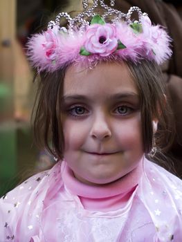 VALLETTA, MALTA - Feb 21st 2009 - Young girl having fun at the International Carnival of Malta 2009