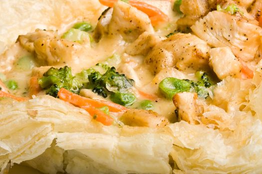 light a fluffy chicken pot pie hot out of the oven