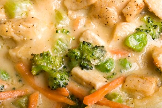 light a fluffy chicken pot pie hot out of the oven