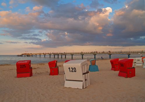 Beach with Beach Chairs, Usedom, Germany

