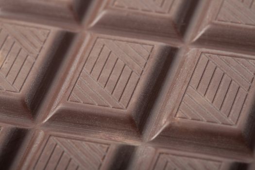 Bar of milk chocolate closeup. Soft, rich, delicate brown color reserved. Sharpness was not increased.