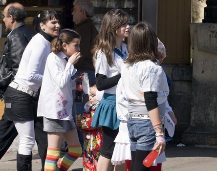 VALLETTA, MALTA - Feb 21st 2009 - Punk school uniforms at the International Carnival of Malta 2009