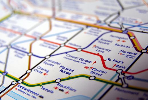 Tube map of the London Underground subway metro network